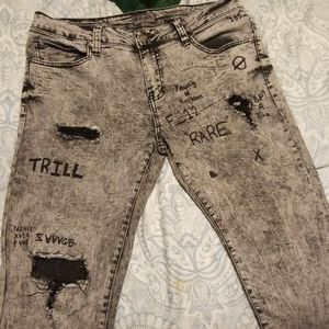 "MXNEY XVER FVME" Custom Jeans